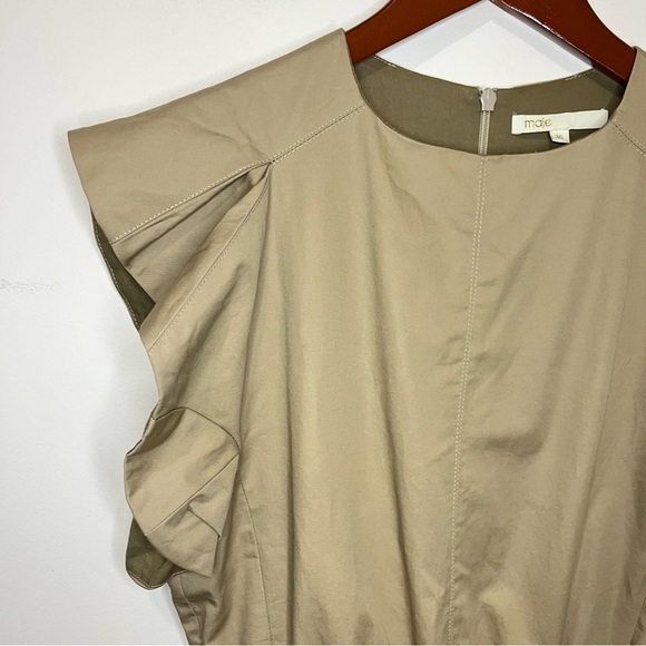 Maje Iparvin Flutter Sleeve Romper Tan Size 36 Small - Picture 8 of 15